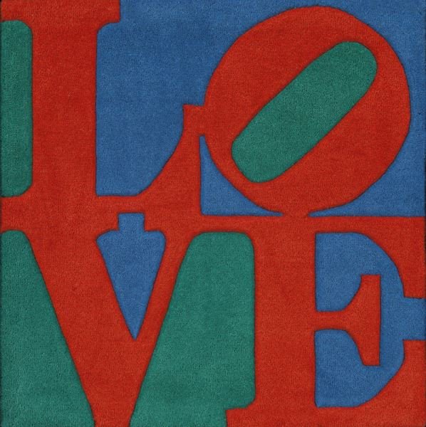 Robert Indiana, "Classic Love" wool tapestry, (1 of 5)