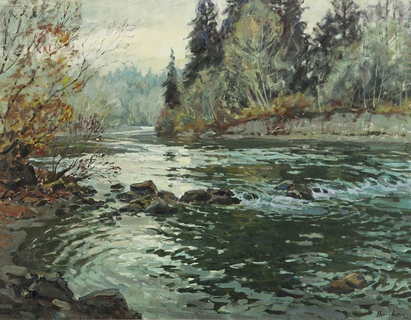 Alan Wolton, "Bogachiel River" oil on canvas, (1 of 7)