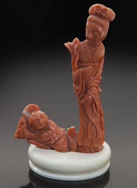 Chinese carved coral figure (1 of 2)