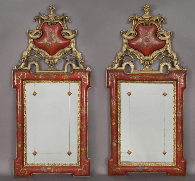 Pr. Venetian parcel-gilt polychrome wall mirrors (1 of 6)