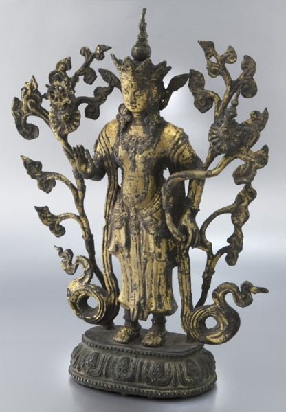 Chinese gilt bronze green Tara, (1 of 8)