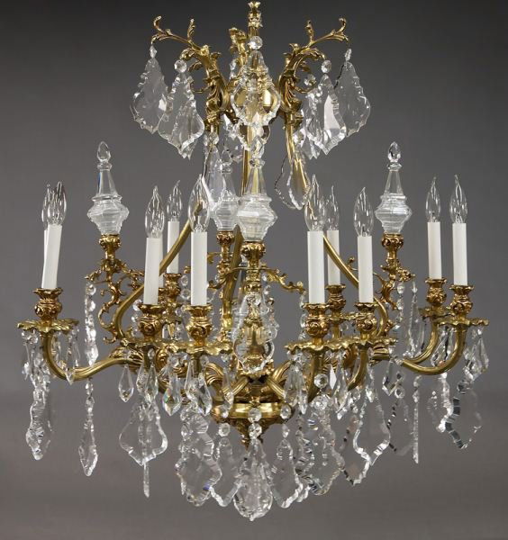 Gilt bronze 12-light chandelier, (1 of 8)