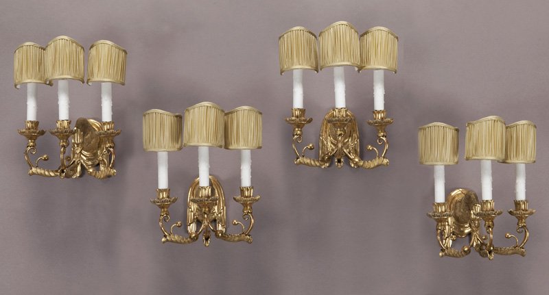 (4) Austrian Neoclassical gilt wall sconces, (1 of 7)