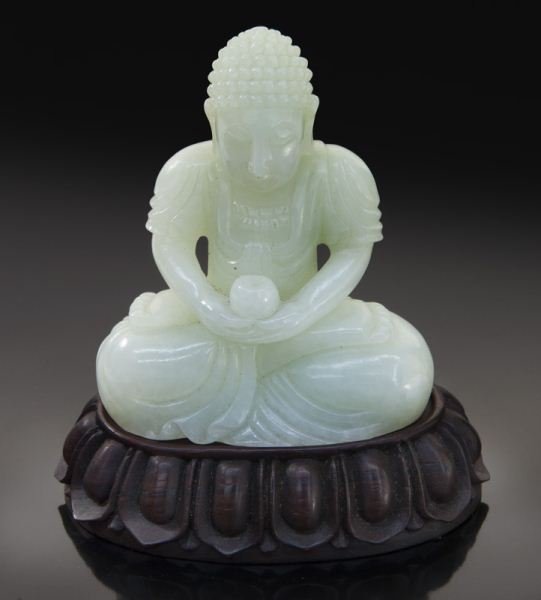 Chinese carved jade Buddha (1 of 2)
