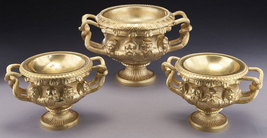(3) Belle Epoque dore bronze urns (1 of 9)