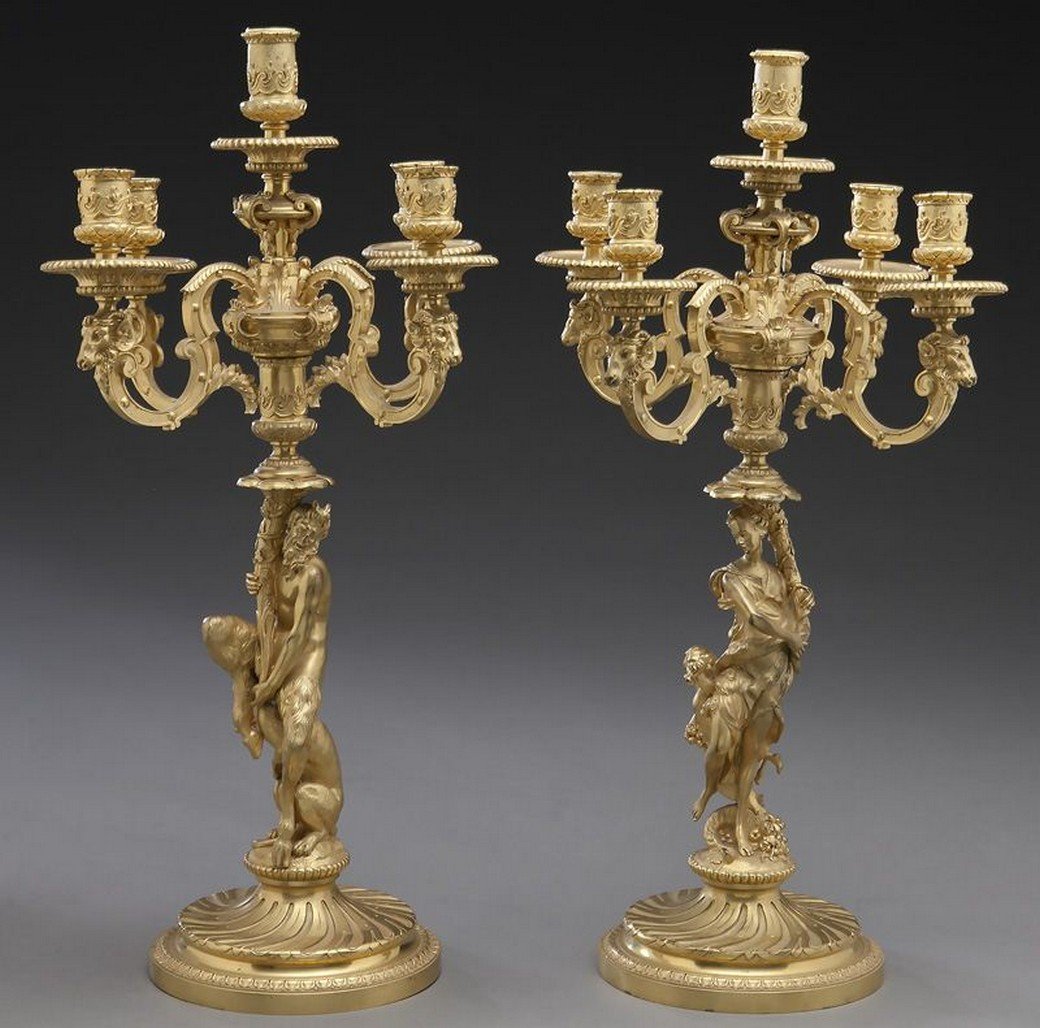 Pr. Napoleon III dore bronze 5-light candelabra, (1 of 6)