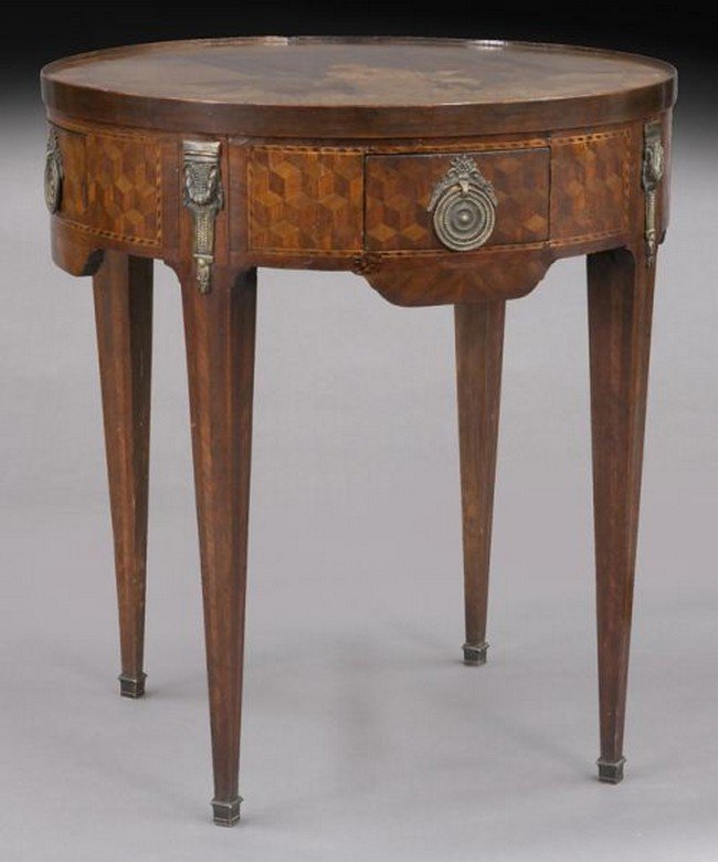 French parquetry inlaid lift top games table (1 of 9)