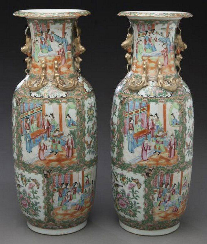 Pr. Chinese Rose Canton vases (1 of 7)