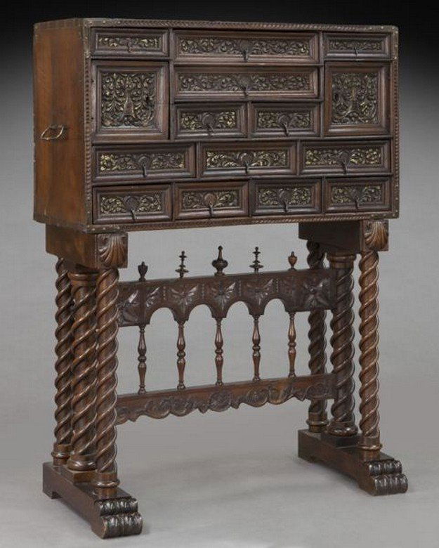 18th C. Italian parcel gilt vargueno on stand (1 of 10)