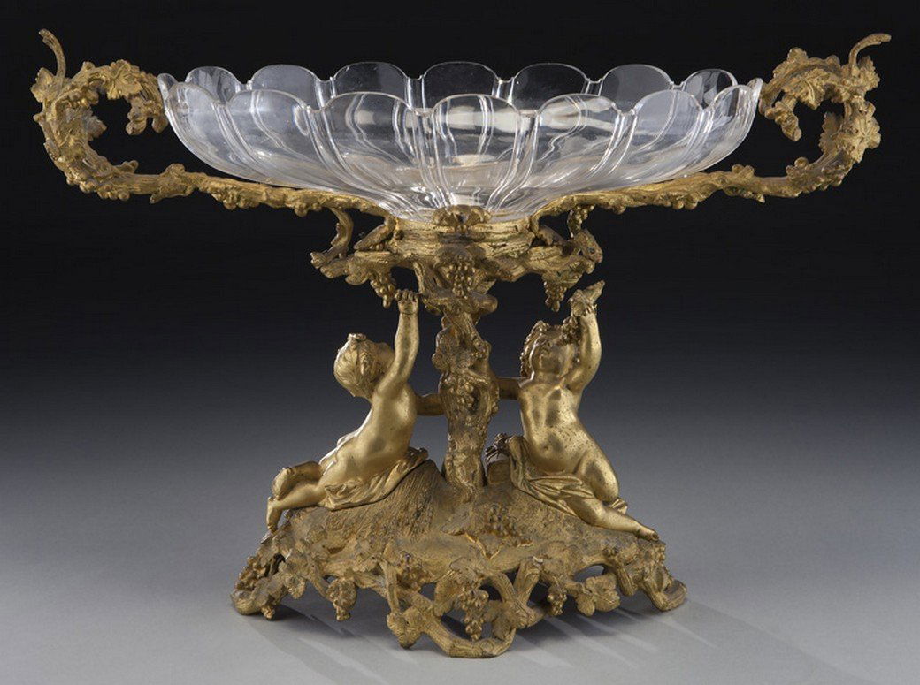 French gilt bronze Picard cut glass centerpiece, (1 of 10)