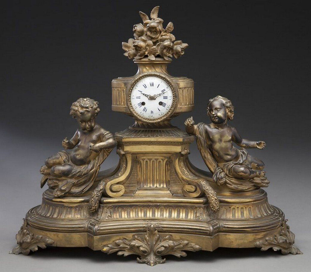 Large ormoulu-cased Louis XVI style mantel clock, (1 of 8)