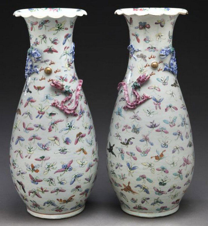 Pr. Chinese famille rose vases, (1 of 8)