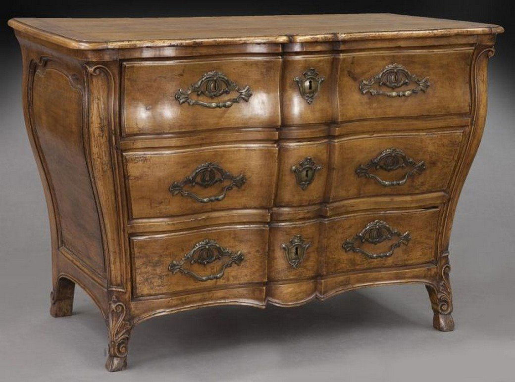 18th C. French provincial walnut bombe commode, (1 of 8)