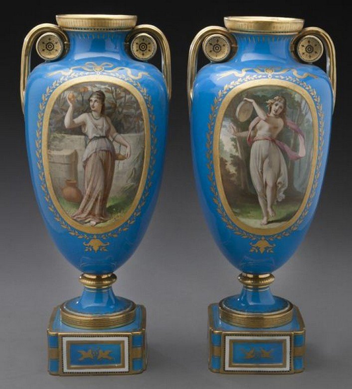 Pr. Sevres style porcelain light blue vases (1 of 8)