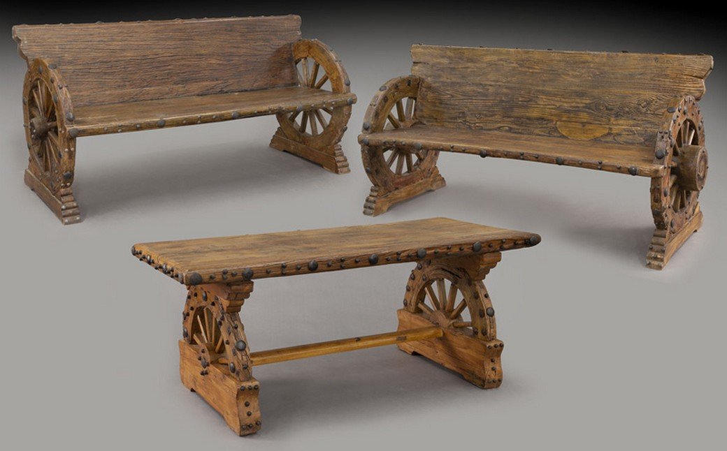 3 Pc. Rustic garden set with wheel motif (1 of 10)