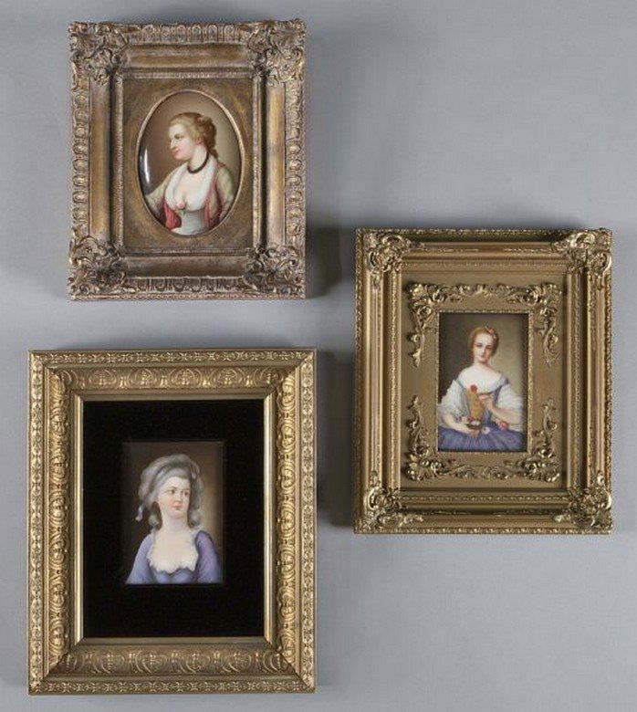 (3) Framed German porcelain plaques (1 of 7)