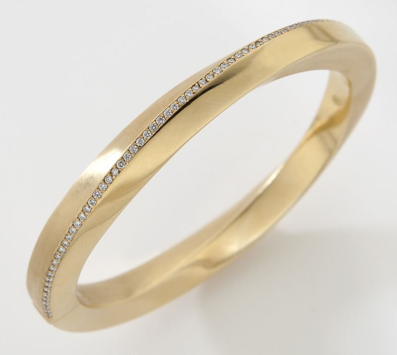 Modernistic 18K gold & diamond bangle bracelet (1 of 3)