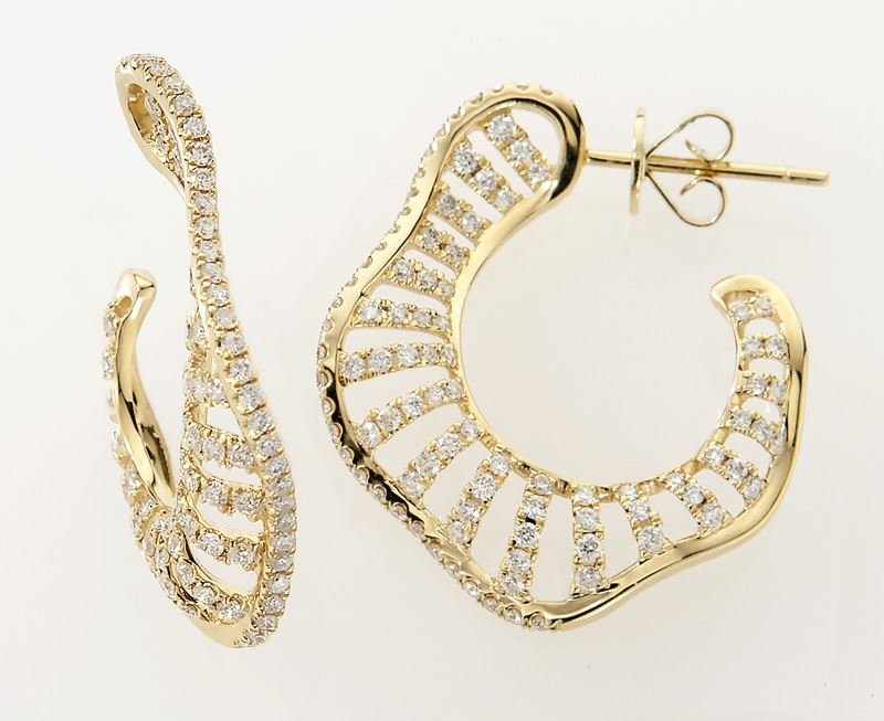 18K gold and diamond shrimp form earrings (1 of 1)