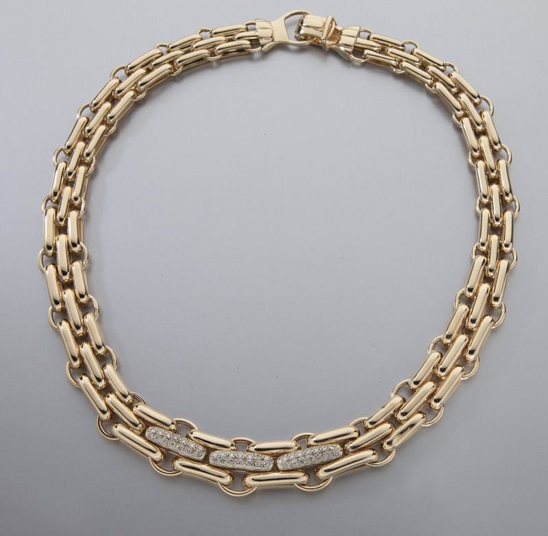 Italian 14K gold and diamond link necklace (1 of 5)