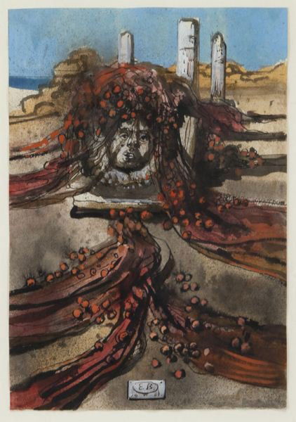 Eugene Berman "Medusa in Ruins" watercolor on (1 of 7)