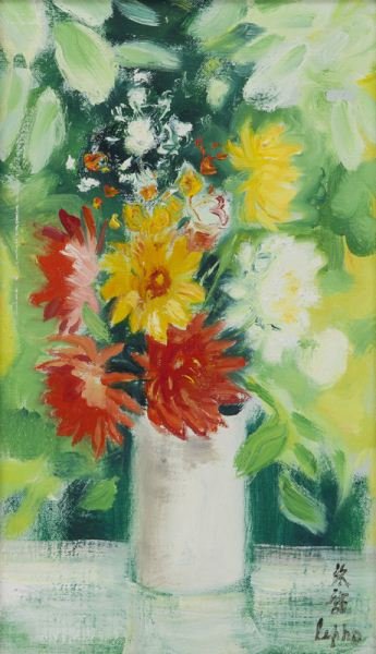 Le Pho "Fleurs" oil on canvas. (1 of 5)