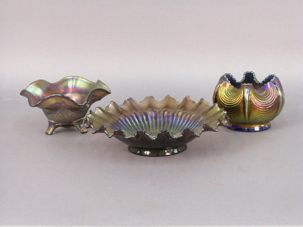 3pcs. Northwood carnival glass. "Stippled