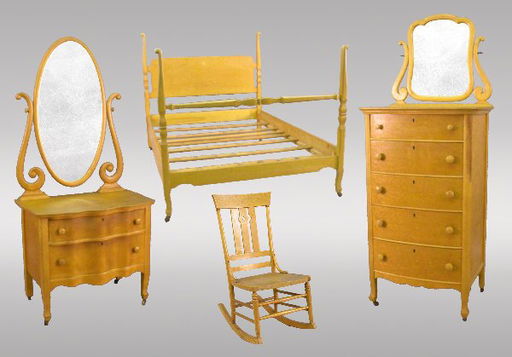 108 4pc American Birdseye Maple Bedroom Suite