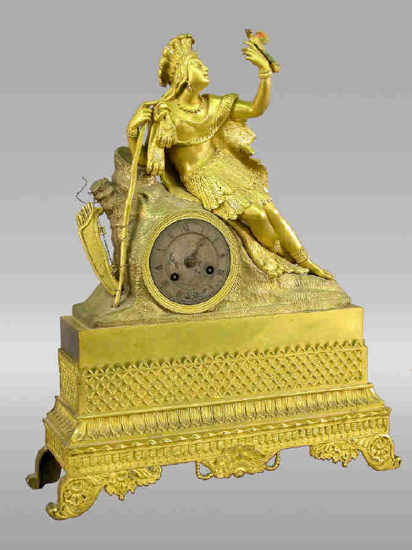 French gilt bronze clock with figure of