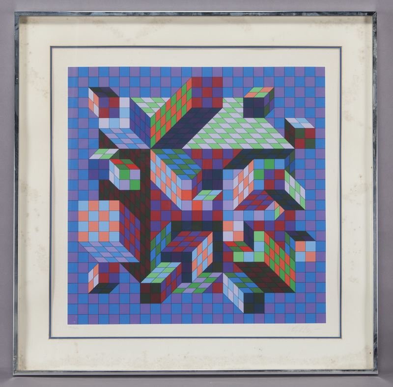 Victor Vasarely "Sirt-MC" color screenprint, (1 of 7)