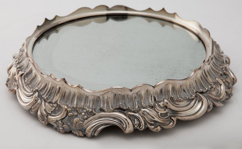 Victorian silverplate mirrored plateau, (1 of 5)
