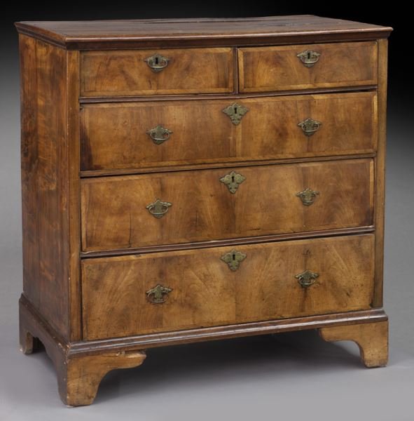 Early Georgian mixed wood 5-drawer chest, (1 of 8)