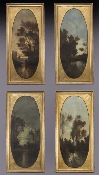 (4) Gilt framed oil on canvas landscape paintings (1 of 10)