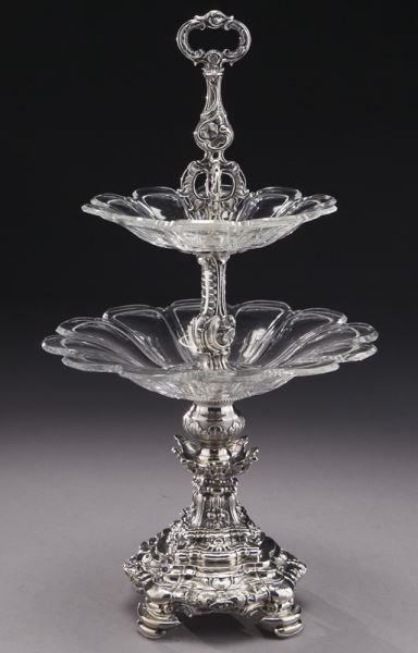 French crystal and sterling silver 2-tier bon-bon (1 of 5)