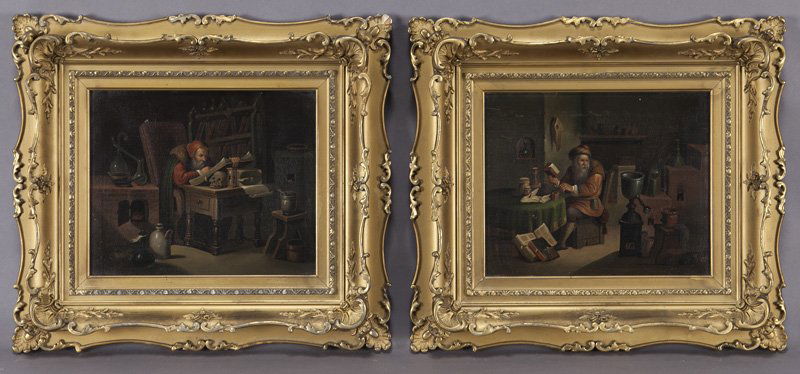 Pr. Gilt framed oil on canvas paintings, (1 of 6)