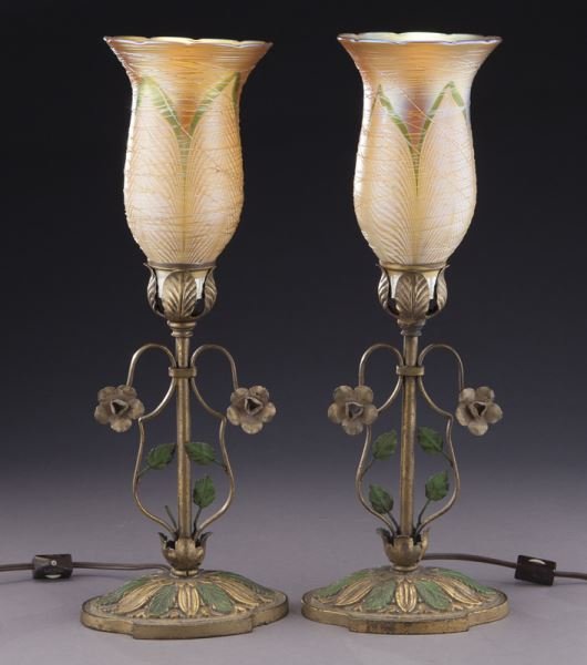 Pr. Durand art glass mantel lamps, (1 of 6)