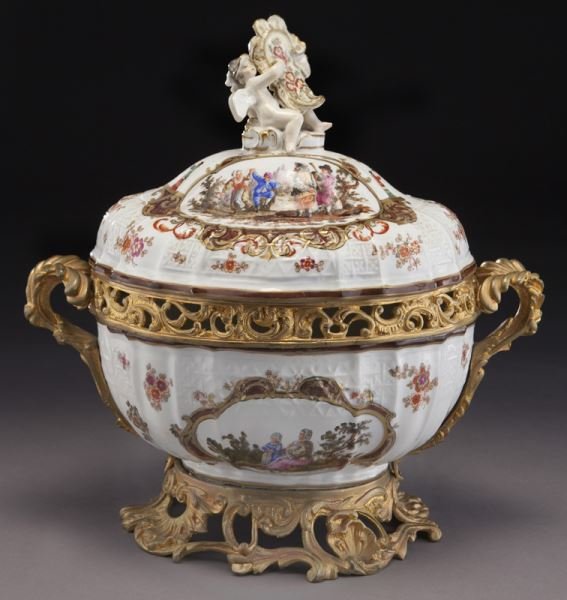 Continental gilt bronze mounted porcelain urn, (1 of 8)