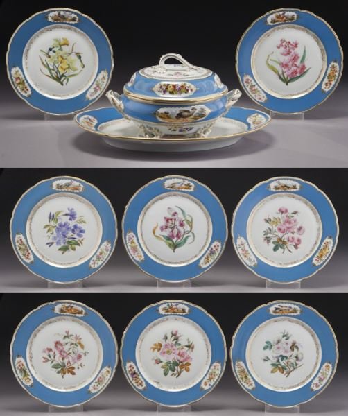 10 Pcs. Sevres style celeste blue porcelains (1 of 9)