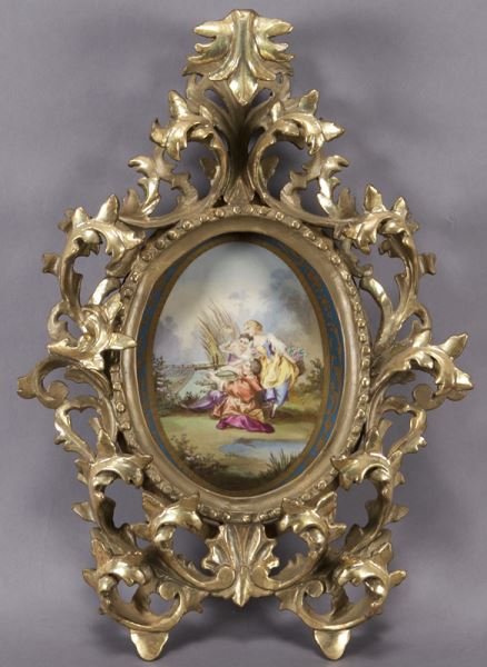 Oval Sevres style painted porcelain plaque (1 of 4)