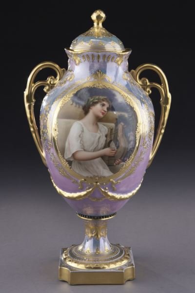 Royal Vienna lidded portrait urn with an (1 of 8)