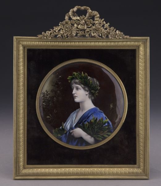 Limoges enameled plaque in excellent gilt bronze (1 of 5)