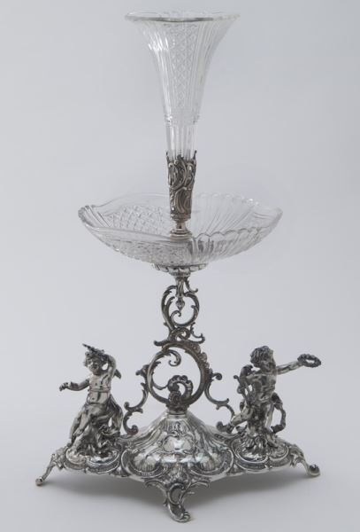 Val St. Lambert crystal and silverplate epergne (1 of 6)