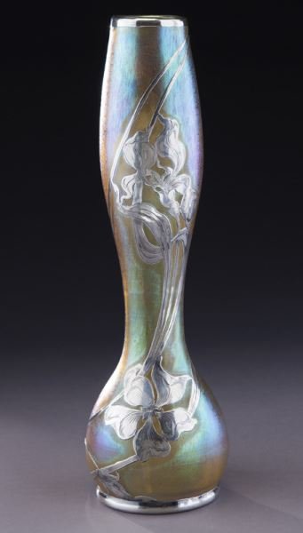 Loetz 14" silver overlay art glass vase (1 of 7)