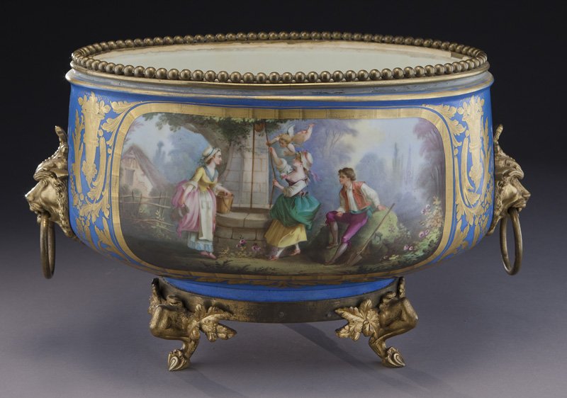 Sevres style ormolu mounted oval jardiniere (1 of 6)