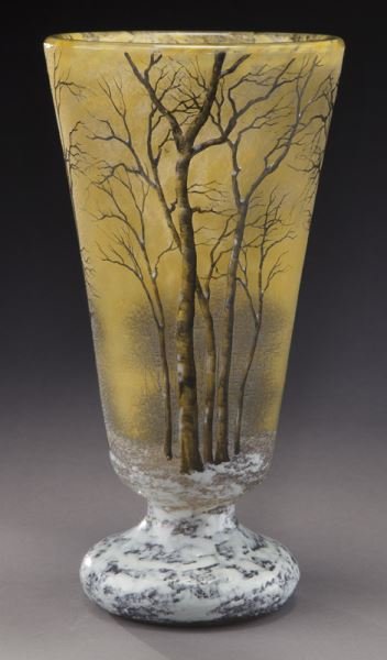 Daum Nancy winter scene cameo vase, (1 of 7)