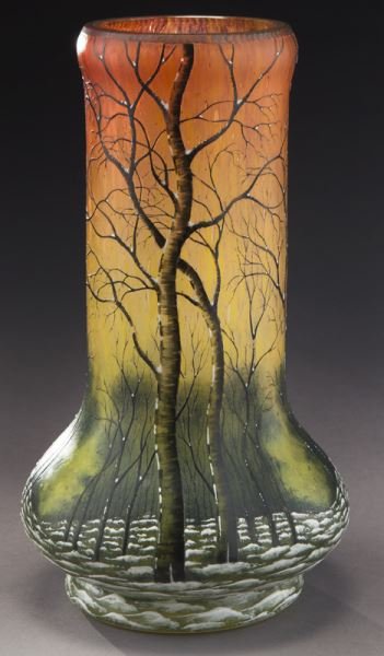 Daum Nancy scenic French cameo vase, (1 of 8)