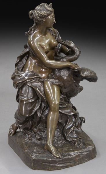 Large patinated bronze of Leda and the swan (1 of 7)