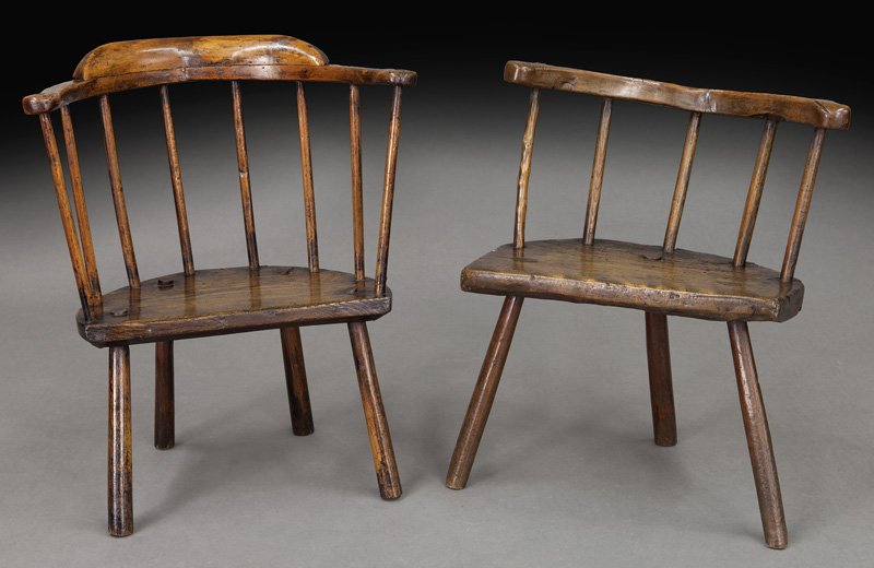 (2) Early 18th C. Welsh stick back chairs (1 of 10)