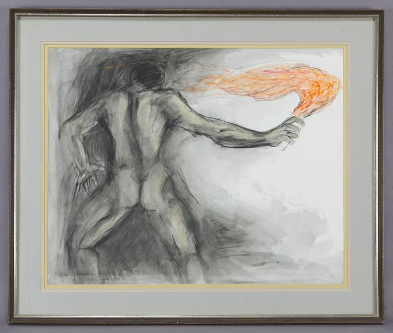 R.C. Gorman "Untitled (Man with flame)" mixed (1 of 6)