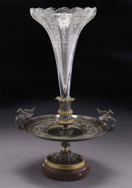 Victorian bronze and crystal epergne, (1 of 7)