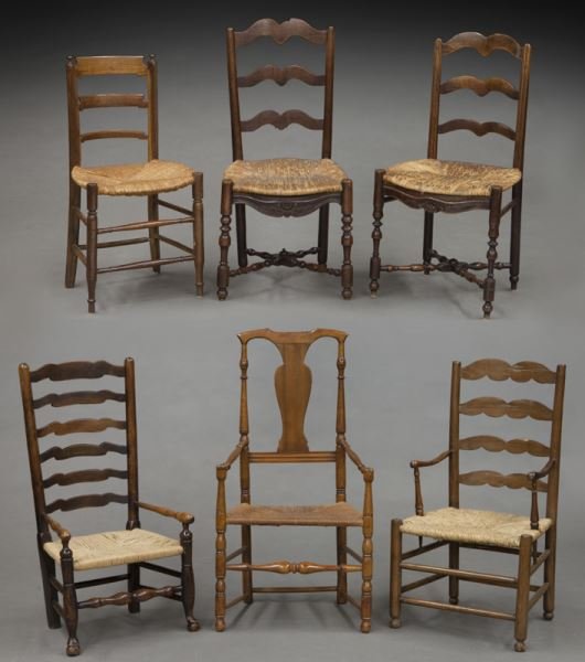 (6) Antique chairs including : (1) Early American (1 of 9)